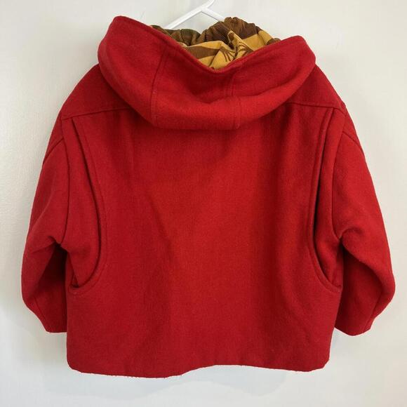Vintage Chevignon Kids 4 Navajo Handmade Wool Blend Jacket Coat Hood Red France - Picture 6 of 15